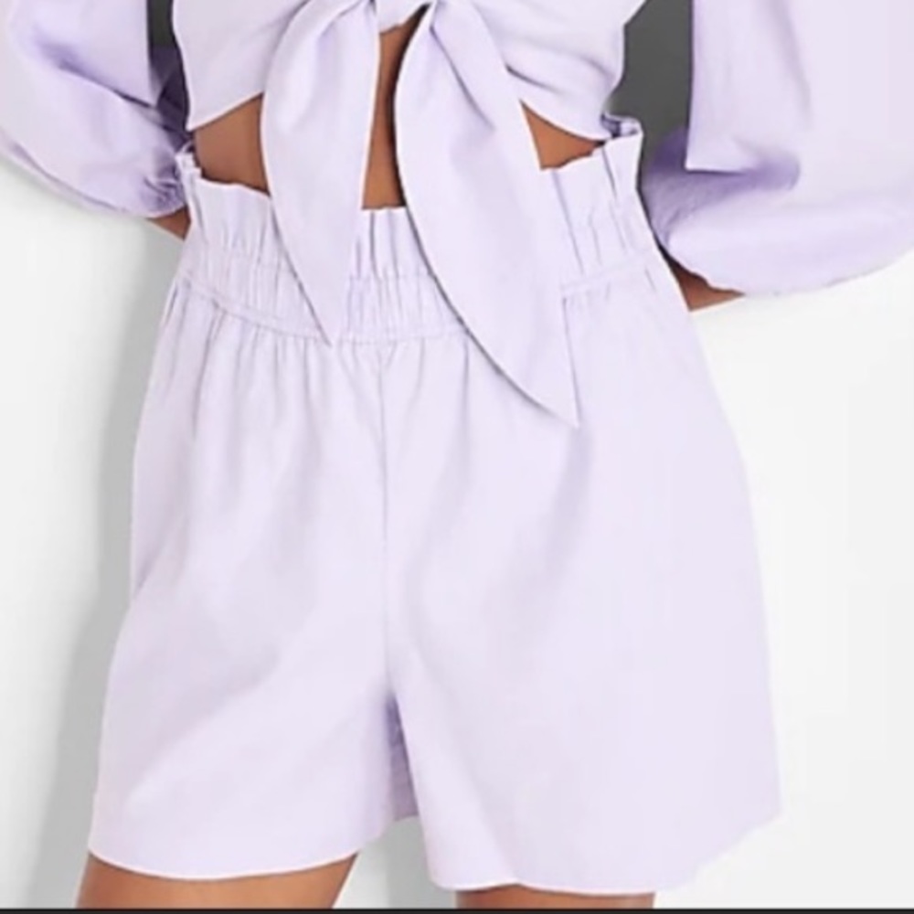 Express High Waisted Linen-Blend Pull On Shorts size Small